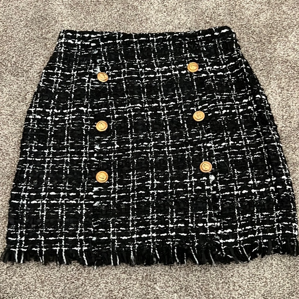 Shein Black Plaid Skirt